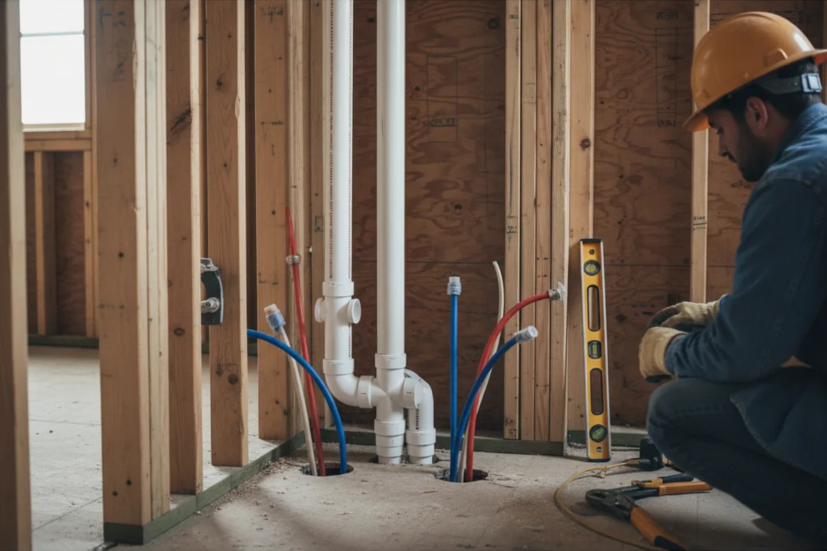 Drain and supply rough-in during Drain Cleaning in Pleasantville