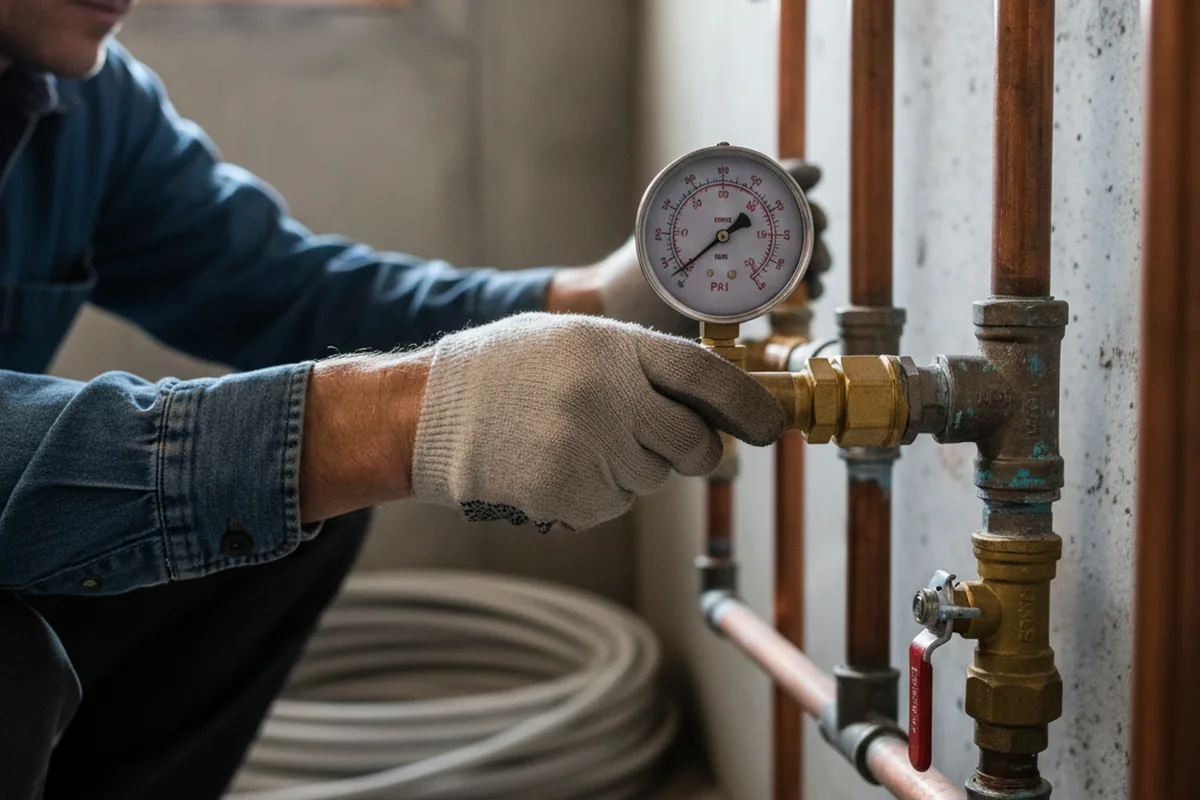 Pressure testing a repaired line during Water Line Repair in Pleasantville